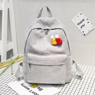 

Cute Backpacks High School Stripe Backpack Women Corduroy Solid Travel Bags Preppy Style Soft Fabric Back Pack Female 2018