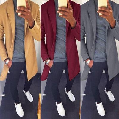 

Fashion Men&39s Wool Coat Winter Trench Coat Outwear Overcoat Long Sleeve Jacket Plus Size