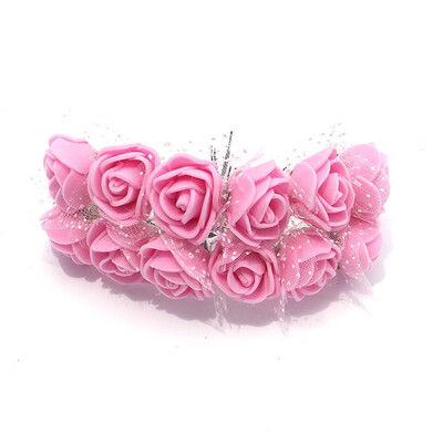 

FUNNYBUNNY 12pcs 25cm Mini Lace Foam Rose Artificial Bouquet Multicolor Rose Wedding Decoration Scrapbooking Fake Easter Gift