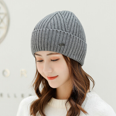 

Hat Female Autumn&Winter Pure Colored Couple Knitted Wool Cap Light Plate Warm Cover Cold Cap for Men&Women