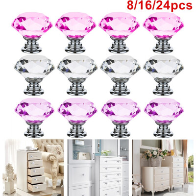 

81624pcs 30mm Crystal Glass Diamond Shape Cupboard Drawer Pull Handle for Cabinet Drawer Chest