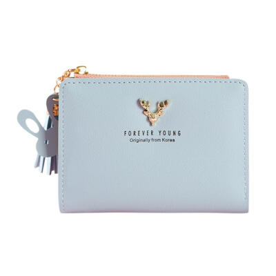 

Deer Girls Bifold Short Wallet Soft Leather Clutch Women Purse Card Holder