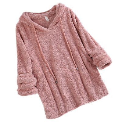 

Women Ladies Solid Color Fashion Concise Casual Long Sleeve Hoodies Double-faced Velvet Sweater Coat