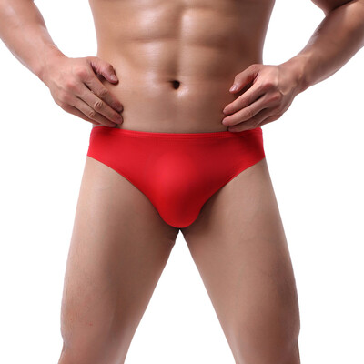 

Tailored Mens Sexy Underpants Pure Color Breathable Patchwork Ice-silk Underwear