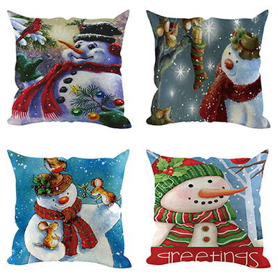 

Tailored 4Pcs Christmas Pillow Cover Pillowcases Decorative Sofa Cushion Cover Decoration