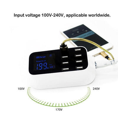 

New 8 Multi-Port USB Adapter Desktop Wall Charger Smart LED Display Charging Station