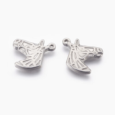

304 Stainless Steel Pendants Horse Head Stainless Steel Color 24x205x3mm Hole 14mm