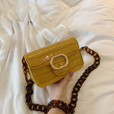 

Summer senior retro crocodile pattern small square bag chain bag womens new 2019 Korean version of Joker slung bag