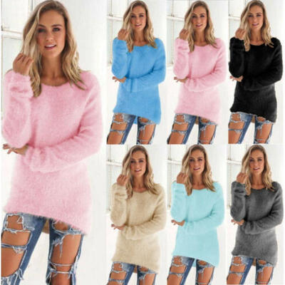 

Womens Long Sleeve Fleece Loose Winter Warm Sweater Casual Jumper Pullover Tops