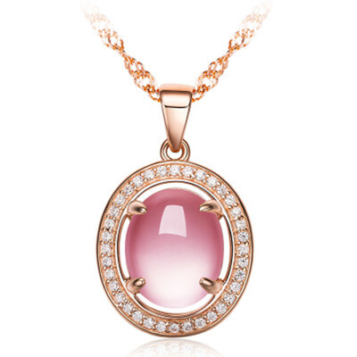 

Rose Gold Pink Crystal Opal Natural Lotus Gem Quartz Stone Pendant Without Chain