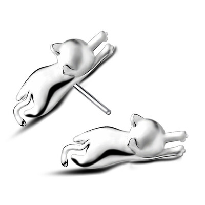 

Fashion Delicate Tiny Cute Cats Earrings Chic Silver Plated Kitty Stud Earrings Awesome