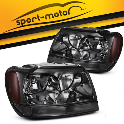 

Headlight Assembly for 1999 2000 2001 2002 2003 2004 Jeep Grand Cherokee OE Smoked Housing Headlamp