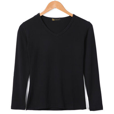 

Basic Long Sleeve Solid Top Womens Plain Cotton T-Shirt Stretch Tight Crew Neck