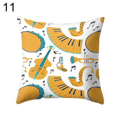 

Jazz Music Drum Cello Tuba Pillow Case Cushion Cover Bed Car Cafe Office Decor