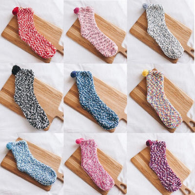 

Fashion Women Gift Lovely Cute Thick Warm Soft Solid Cashmere Casual Socks Winter