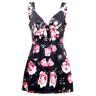 

Sexy Strap Front Bow Tie Overalls Floral Print Playsuit Women Summer Boho Wide Leg Beach Rompers Jumpsuit Backless