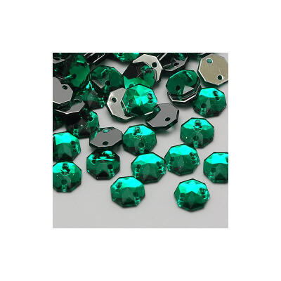 

Sew on Rhinestone Taiwan Acrylic Rhinestone Two Holes Garments Accessories Faceted Octagon SeaGreen 21x20x5mm Hole 1mm