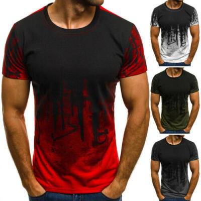 

Mens T Shirt Slim Fit Casual Cotton T-shirt Tops Clothes Bodybuilding Muscle Tee