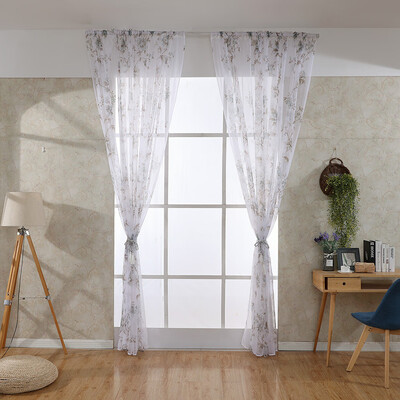 

Toponeto Leaves Sheer Curtain Tulle Window Treatment Voile Drape Valance 2 Panel Fabric