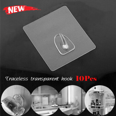 

Gobestart Anti-skid Hooks Reusable Transparent Traceless Wall Hanging Hooks 10pcs