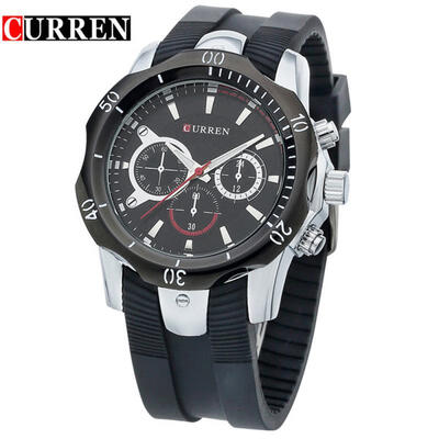

CURREN 8163 Casual Quartz Watch With Silicone Strap For Men