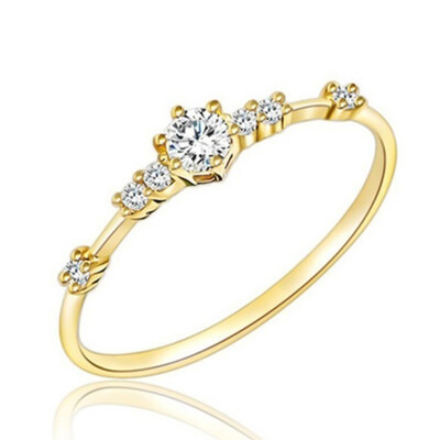 

14K Gold Plated Eternity Thin Band Rings 925 Sterling Silver Tiny Diamond Jewelry Anniversary Proposal Gift Party