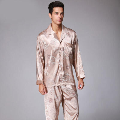 

Mens Stylish Pajama Set Pajamas Sleepwear Long Sleeves Shirt Pants Set Loungewear Pyjamas Homewear