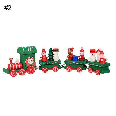 

Christmas Painted Wood Train Santa Bear Xmas Toy Gift Ornament Home Decoration