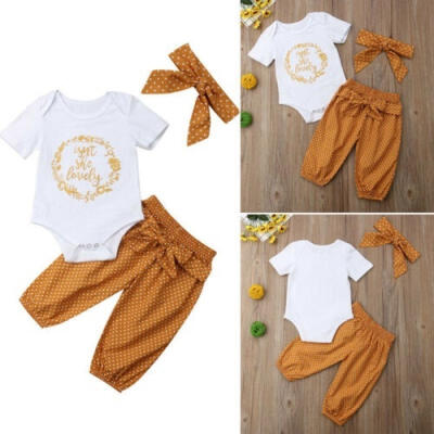 

Toddler Baby Girls Tops Romper Long Dot Print Pants 3Pcs Outfits Set Summer Clothes 0-18M