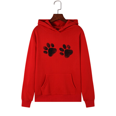 

Tailored Women Long Sleeve Footprints print Print Hooded Sweatshirt Automn&Winter Blouse