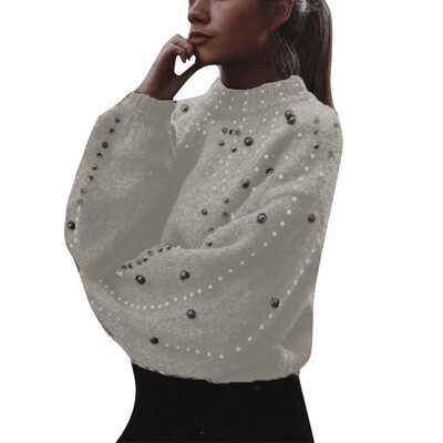 

Gobestart Womens Casual Sweater Thick Needle Long Sleeve O-Neck Pullover Sweater