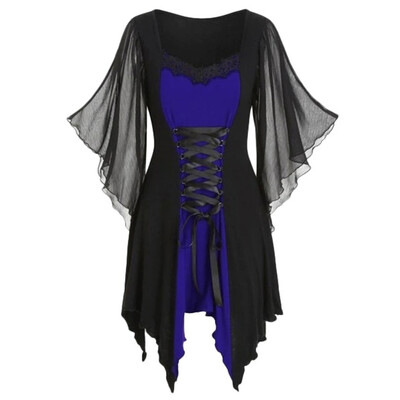 

Tailored Women Gothic Cross Lace Insert Butterfly Sleeve T-shirt Plus Size Tops