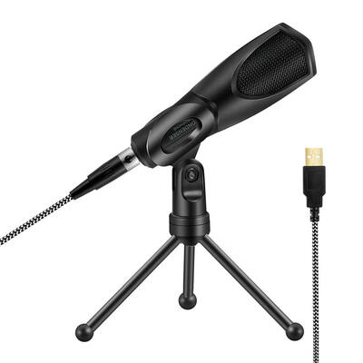 

USB Wired Condenser Microphone Omnidirectional Sound Recording Mic wHolder