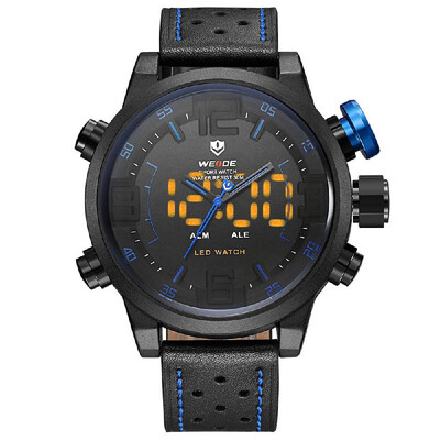 

WEIDE WH5210 Dual Display Two Movement Quartz Digtal Men Watch 3ATM Waterproof LED Backlight Dual Time Zone Week Alarm Month Calen