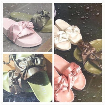 

Fashion Summer Women Comfortable Shoes Fenty Bandana Slide Bow Outdoor Slippers