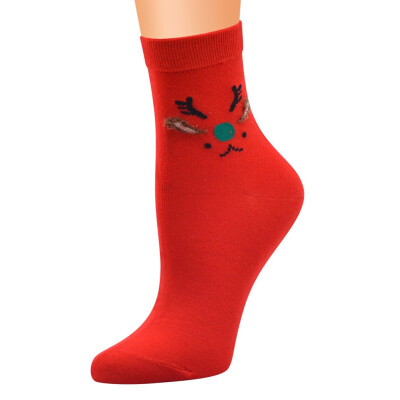 

Gobestart Women Christmas Red Cotton Print Thicker Anti-slip Floor Socks Carpet Socks