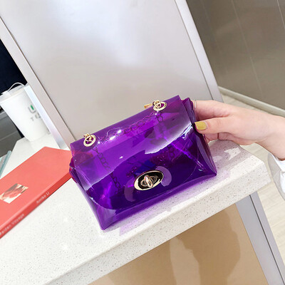 

Tailored Fashion Lady Solid Color Transparent Jelly Wild Shoulder Bag Messenger Bag