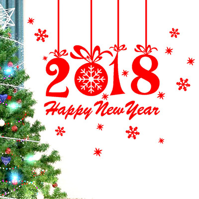 

〖Follure〗2018 Happy New Year Merry Christmas Wall Sticker Home Shop Windows Decals Decor