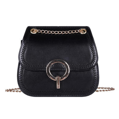 

Flap Shoulder Handbags Women Leather Solid Color Chain Crossbody Saddle Bag