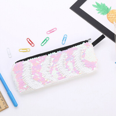 

Mermaids Glitter Sequin Pencil Bag Magic Sequins Makeup Pouch Color Changing Pencil Case Creative Girls Reversible Sequin Handbag