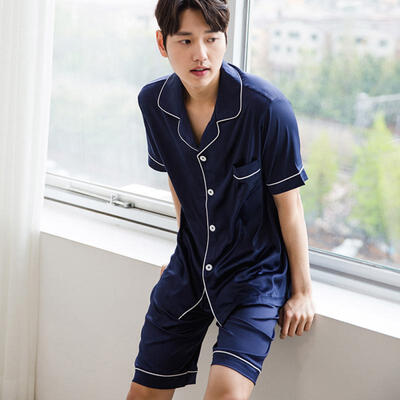 

Faux Silk Pajama Sets Mens Silk Night Sleepwear Plus Size