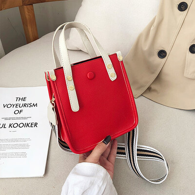 

Advanced sense of foreign style womens bag 2019 new retro simple bag wide shoulder strap contrast color shoulder slung small squa