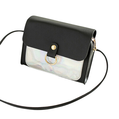 

Women Flip Cover Color Block Pathchwork Square Shoulder Crossbody Bag Pouch