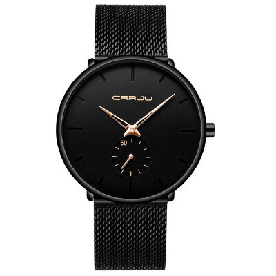 

CRRJU 2150 Men Watch Quartz Sport Simple Ultra-Thin Wristwatch Stainless Steel Strap 3ATM Waterproof Fashion Casual Male Watches R