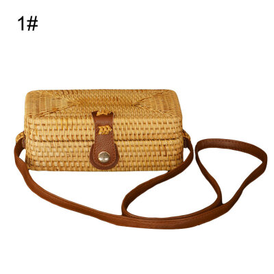 

Fashion Women Square Round Rattan Woven Case Summer Beach Crossbody Shoulder Bag