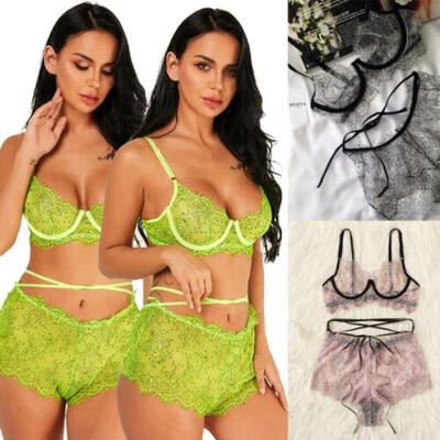 

Sexy-Womens Lace Bandage Lingerie Underwear G-string Babydoll Sleepwear Bra Set