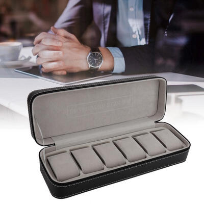 

Greensen 6 Slot PU Leather Watch Storage Case Organizer Display Box Separated Compartments