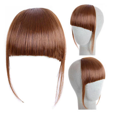 

Greensen Girls False Bangs Hair Extension Fringe Traceless Clip On Synthetic Blunt Bangs Hair Piece