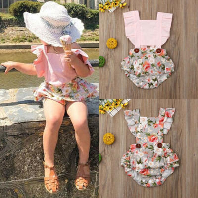 

Toddler Baby Girl Floral Ruffle Bodysuit Romper Jumpsuit Sunsuit Outfits Clothes