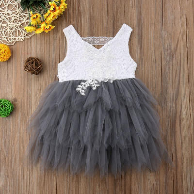 

New Kids Baby Girls Tulle Tutu Lace Wedding Princess Dress Princess Party Cocktail Dresses 1-6Y